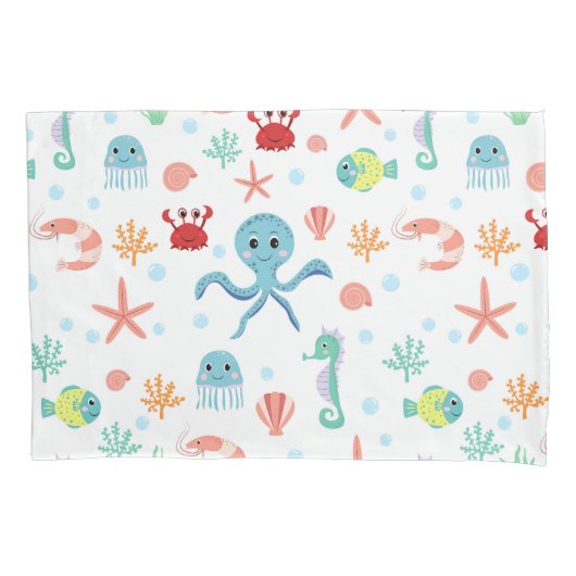 シーワールドパターン 枕カバー (正面左)