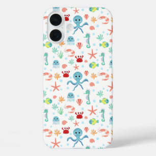 シーワールド柄 iPhone 16 PLUSケース