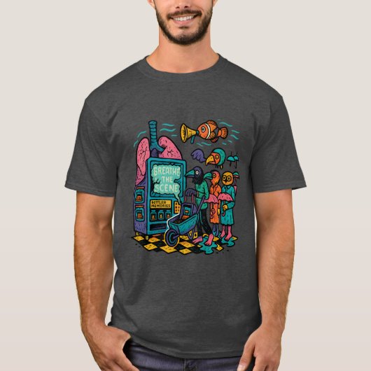 シーンを吸い込め - 超現実的ディストピアアート Tシャツ (正面)