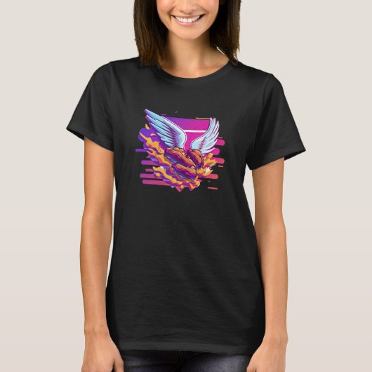 シーンを彩るチキンウィングス シンスウェーブ 80年代 レトロウェーブ Tシャツ (正面)