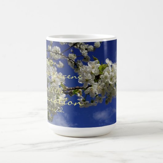 シーンインスピレーションスローガンさくらんぼ花 コーヒーマグカップ (中央)