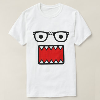シーンキッド風メガネとキャルトゥーン風口元デザイン Tシャツ