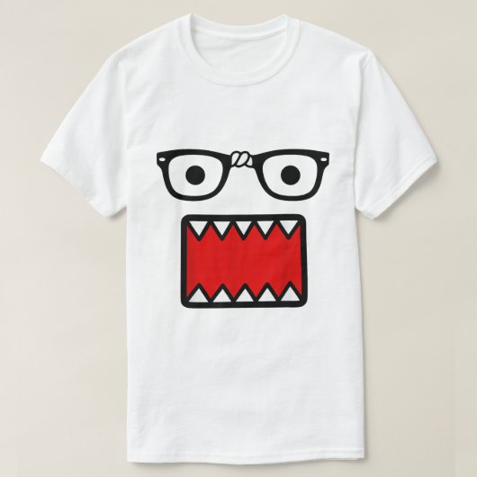シーンキッド風メガネとキャルトゥーン風口元デザイン Tシャツ (デザイン正面)