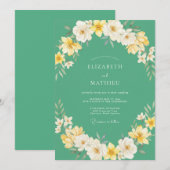 シーンフォームイエローの野の花の結婚式 招待状 (正面/裏面)