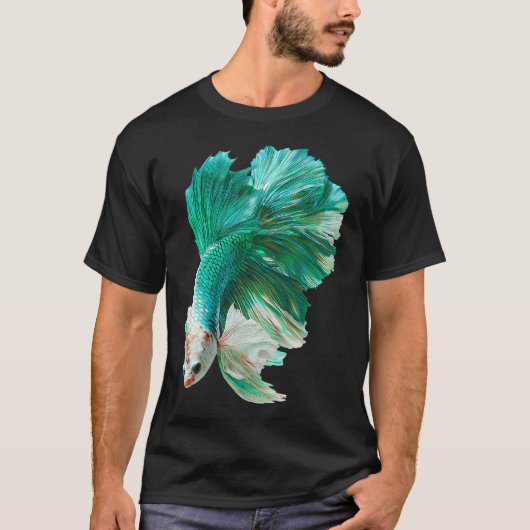 シーンフォームグリーン ホワイトベタ シャム闘魚 wi tシャツ (正面)