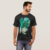 シーンフォームグリーン ホワイトベタ シャム闘魚 wi tシャツ (正面フル)