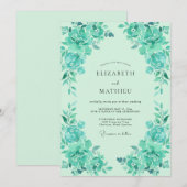 シーンフォームターコイズ芍薬の結婚式 招待状 (正面/裏面)