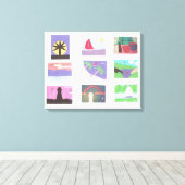 シーン付きキャカラフルンバス キャンバスプリント (インサイチュ (ウッドフロア))