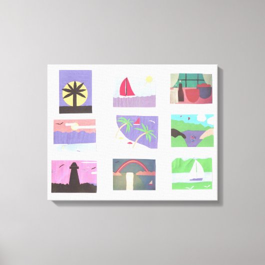 シーン付きキャカラフルンバス キャンバスプリント (正面)