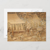 シーン2タイの生活の木彫り ポストカード (正面/裏面)