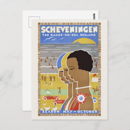 シーヴェニンゲン海のハーグ。オランダヴィンテージ位置 ポストカード (正面/裏面)