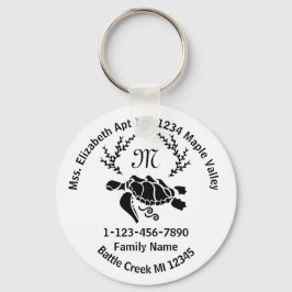 シー失ったタートルモノグラムファミリーホームアドレス キーホルダー