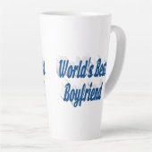 シー最高のブルー文字のボーイフレンド カフェラテマグ (右アングル)