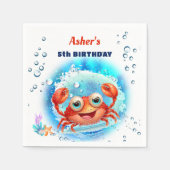 シー海カニ誕生日プールパーティーボーイカスタム年齢 スタンダードカクテルナプキン (正面)