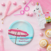 シー海ブルーサマーサーフピンクビーチアンブレラ ペーパープレート (パーティー)