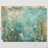 シー海マーメイドティール（緑がかった色）ブルースクラップブック紙 (正面/裏面)