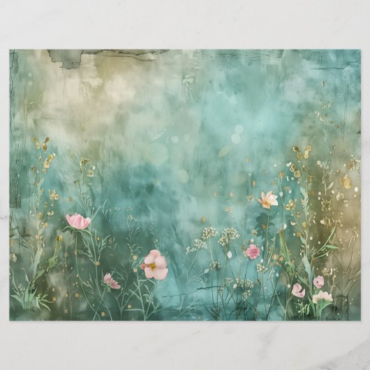 シー海マーメイドティール（緑がかった色）ブルースクラップブック紙 (正面)