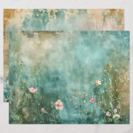 シー海マーメイドティール（緑がかった色）ブルースクラップブック紙