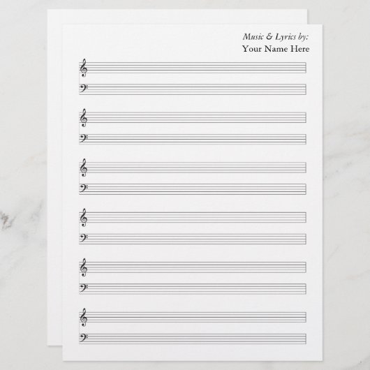 シー空白のト音楽ピアノ譜表 (正面/裏面)