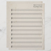 シー空白のト音楽10ステーブアンティーク破れた紙 (正面/裏面)