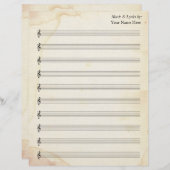 シー空白のト音楽10ステーブ古いステンド紙 (正面/裏面)