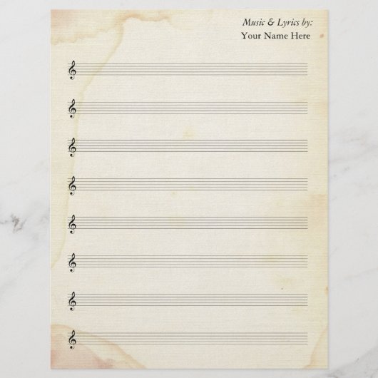 シー空白のト音楽8ステーブ古いステンド紙 (正面)