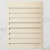 シー空白のト音楽8 Staveヴィンテージ古いブックページ (裏面)