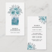 シー素朴グリーンウォーターカラーフローラ香水ボトル 名刺 (正面/裏面)