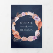 シー素朴シ航海のェル海軍QRコー結婚ド 三つ折り招待状 (カバー)