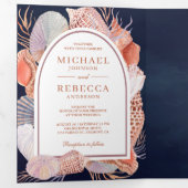 シー素朴シ航海のェル海軍QRコー結婚ド 三つ折り招待状 (内部最初)