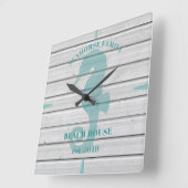 シー素朴ホースファミリービーチハウスウォールクロック スクエア壁時計 (傾斜)