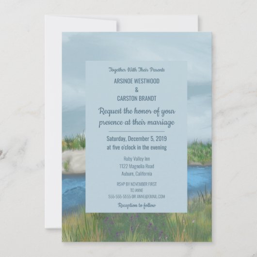 シー絵を描サイド結婚式招待状 招待状 (正面)