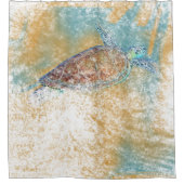 シー絵を描タートルコースタルビーチテーマ シャワーカーテン (正面)