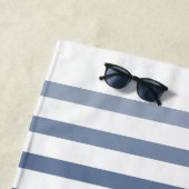 シー航海のいかりお名前またはボートネイビー&ホワイト ビーチタオル (インサイチュ)