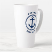 シー航海のいかりキャプテン&ボートまたは名前の両面 カフェラテマグ (右アングル)