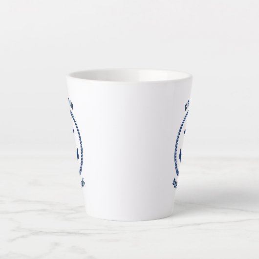 シー航海のいかりキャプテン&ボートまたは名前の両面 カフェラテマグ (正面)