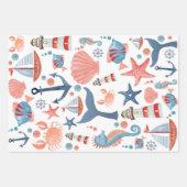 シー航海のいかりシストライプェルスヒトデ ラッピングペーパーシート (正面)