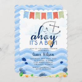 シー航海のアホイザボーイベビーシャワー招待状 招待状