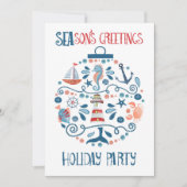 シー航海のオーナメント沿岸クリスマスパーティー 招待状 (正面)