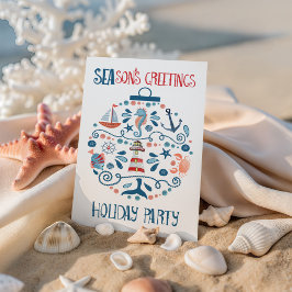 シー航海のオーナメント沿岸クリスマスパーティー 招待状