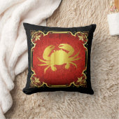 シー航海のカニのシルエット/金ゴールド/ブラック/ブルーthro クッション (ブランケット)