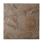 シー航海のシェル海ビーチ金ゴールドセピエレガントア タイル (正面)