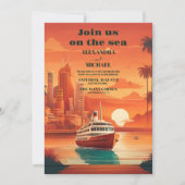 シー航海のスケープビーチクルーズパーム結婚ズ 招待状 (正面)