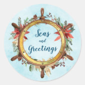 シー航海のズ&グリーティングシップ車輪の休日 ラウンドシール (正面)