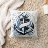 シー航海のブルーいかり クッション (ブランケット)