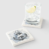 シー航海のブルーいかり ストーンコースター (横)