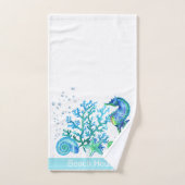 シー航海のホースカスタムティール(緑がかった色)アクアブルーマリンこうもり バスタオルセット (ハンドタオル)