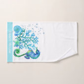 シー航海のホースカスタムティール(緑がかった色)アクアブルーマリンこうもり バスタオルセット (ハンドタオル)