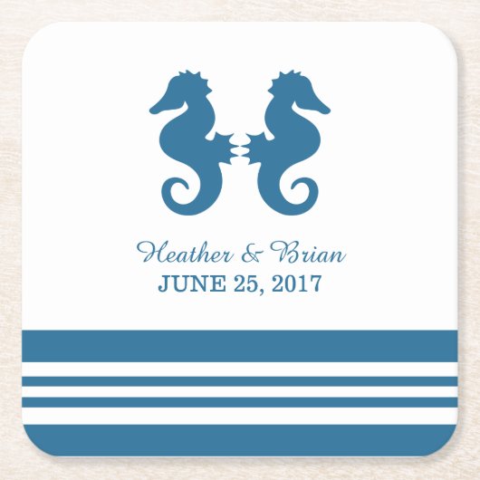 シー航海のホース結婚の紙コースター スクエアペーパーコースター (正面)