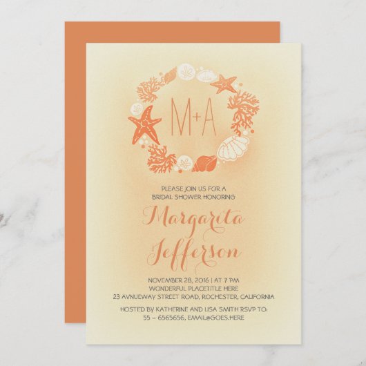 シー航海のリースビーチブライダルシャワー招待 招待状 (正面/裏面)